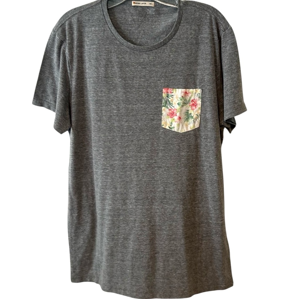 Marine Layer Men's Heather Grey Signature Pocket Tee in‎ Size M/L